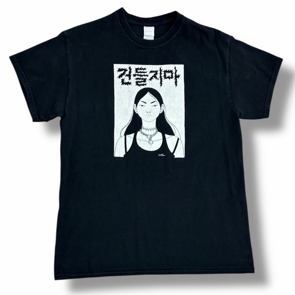 Don't Touch Me Black T Shirt Size M Hellen Jo Art to Wear Empowered Women Face - Picture 2 of 10